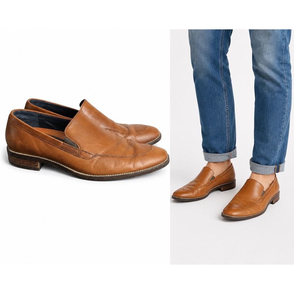 Cole Haan Warren Venetian Loafers Men 10.5M British Tan Leather Slip On Shoes